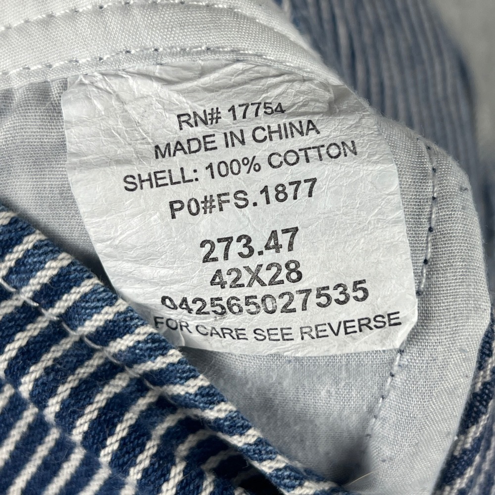 Key Hickory railroad Stripe Overalls Mens 42x28 (M: 42x23) Blue White Aristocrat - Picture 9 of 12